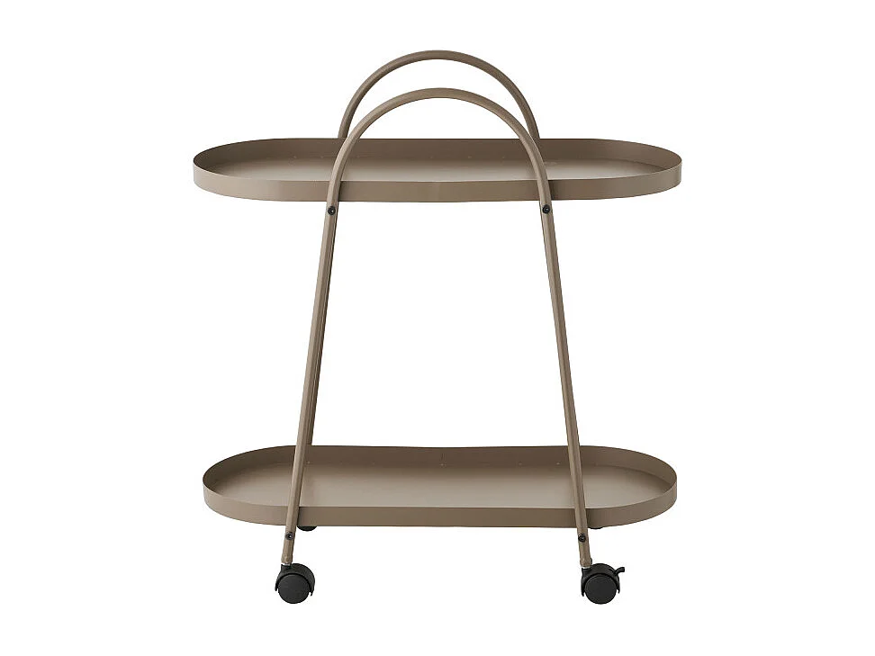 Laila Küchenmöbel auf Rollen Barwagen 2 Ablagen braun.