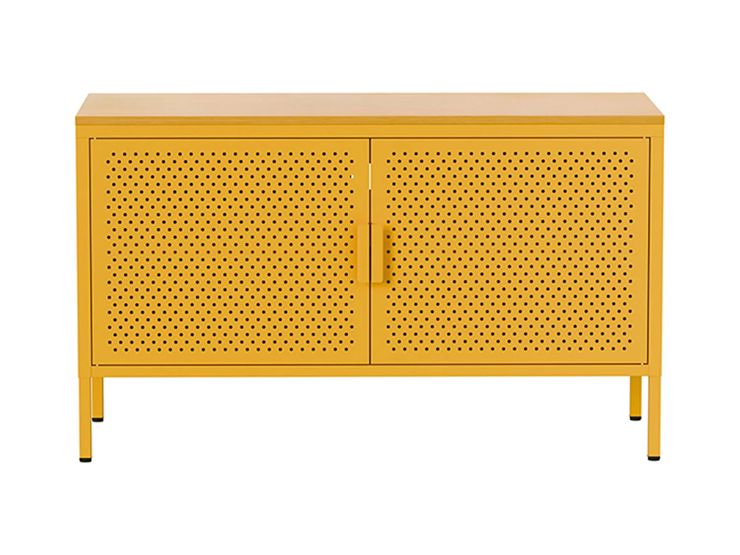Buffet moderne 2 portes L100 cm en métal jaune