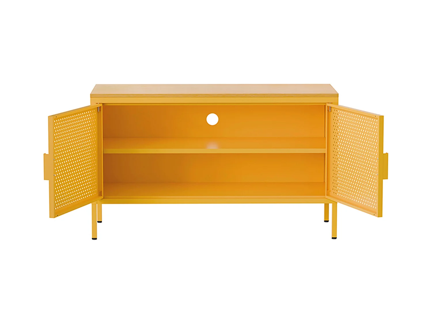 Buffet moderne 2 portes L100 cm en métal jaune