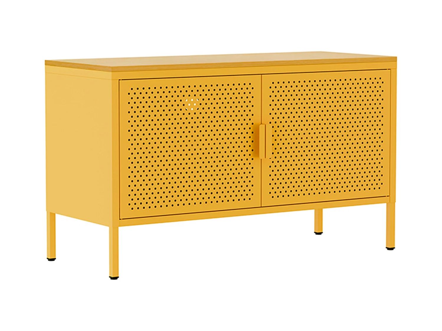 Buffet moderne 2 portes L100 cm en métal jaune