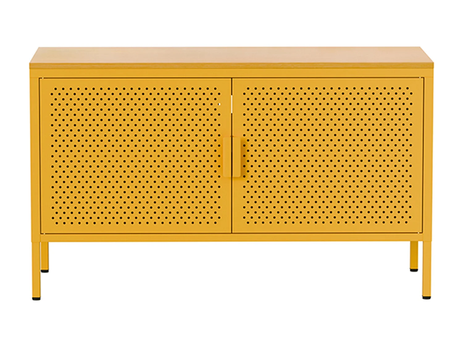 Buffet moderne 2 portes L100 cm en métal jaune
