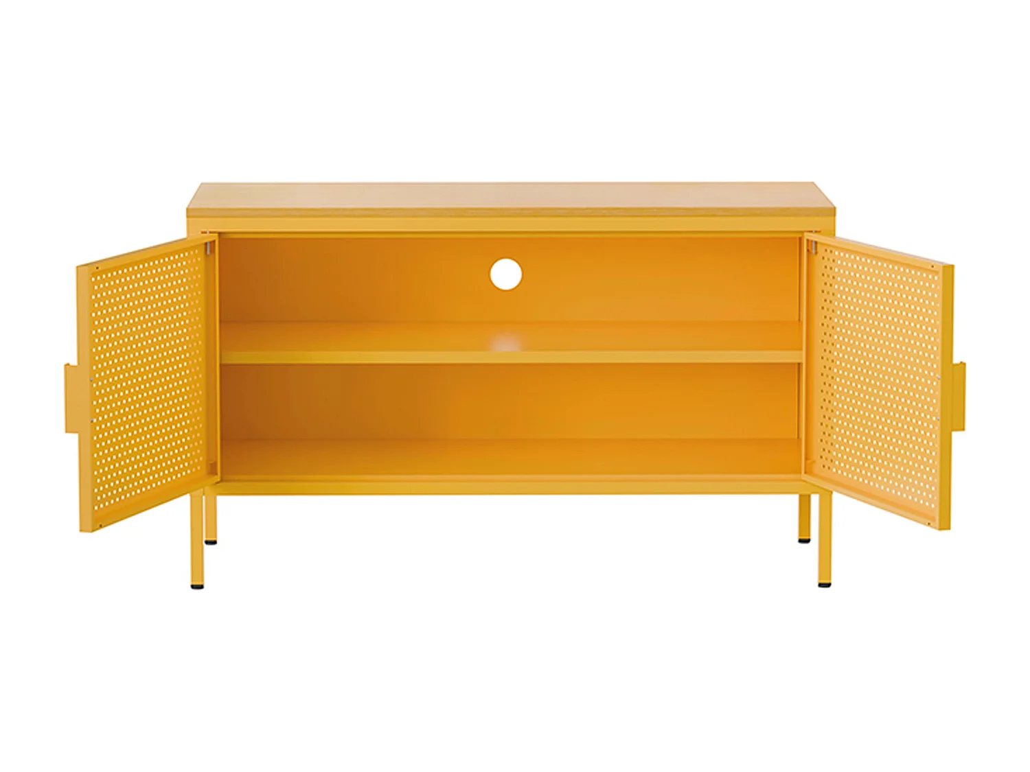 Buffet moderne 2 portes L100 cm en métal jaune