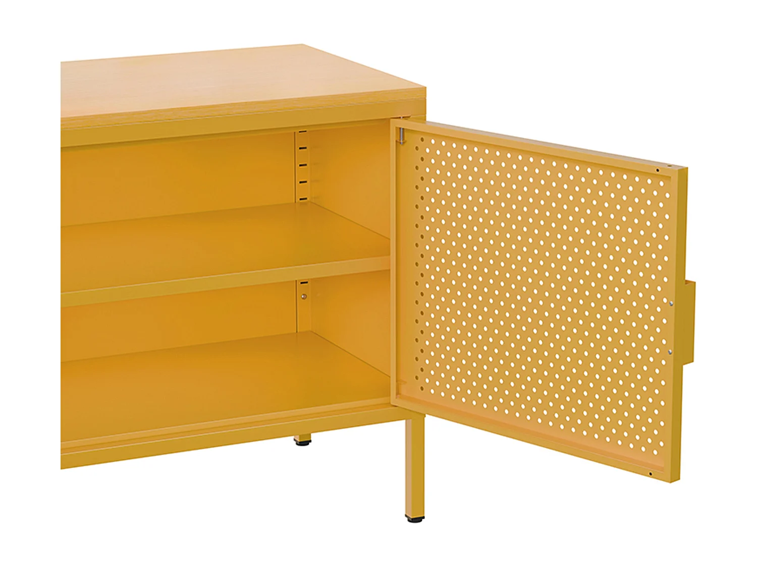 Buffet moderne 2 portes L100 cm en métal jaune