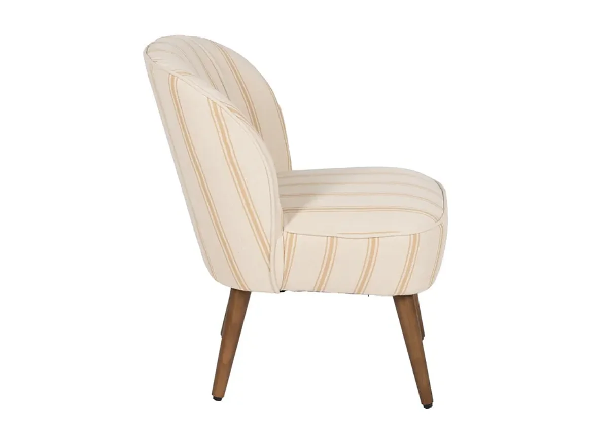 Fauteuil rayures miel bois hévéa confort ELYSORA