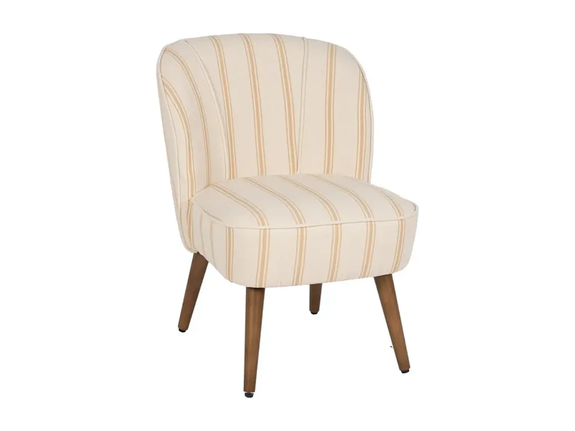 Fauteuil rayures miel bois hévéa confort ELYSORA