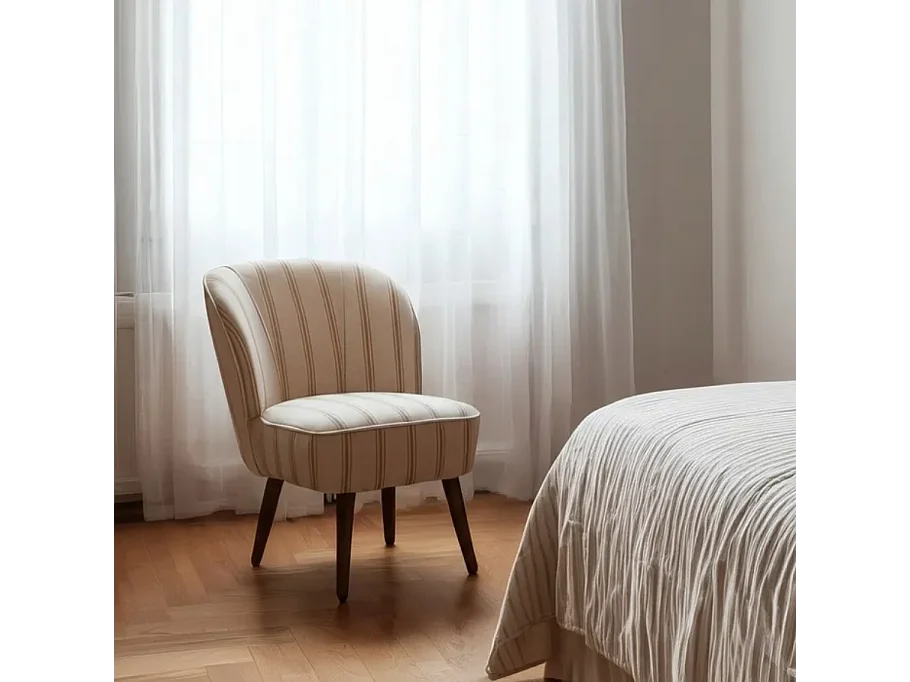 Fauteuil rayures miel bois hévéa confort ELYSORA