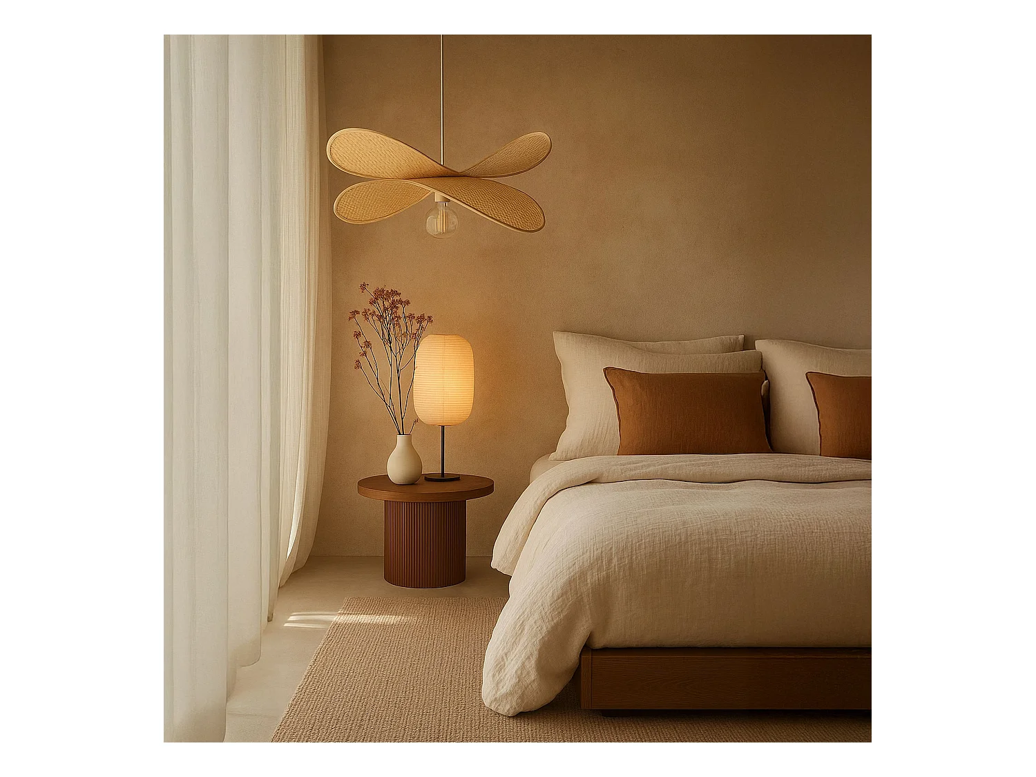 Now's Home - Suspension En Bambou Naturel 60x50x25cm Luciole