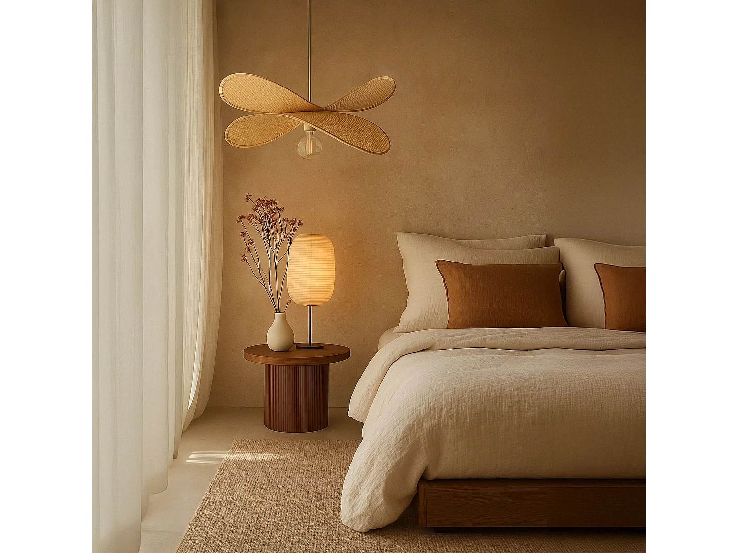 Now's Home - Suspension En Bambou Naturel 60x50x25cm Luciole