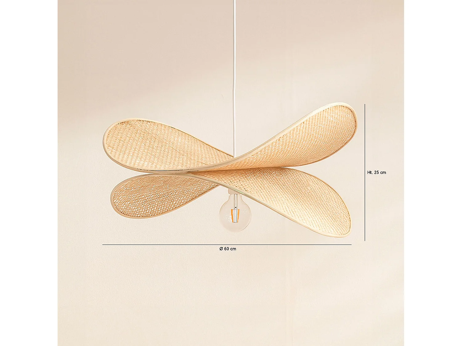 Now's Home - Suspension En Bambou Naturel 60x50x25cm Luciole
