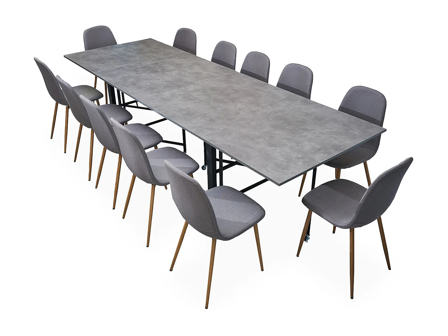 Table console extensible 300cm Nefertiti Effet béton ciré gris