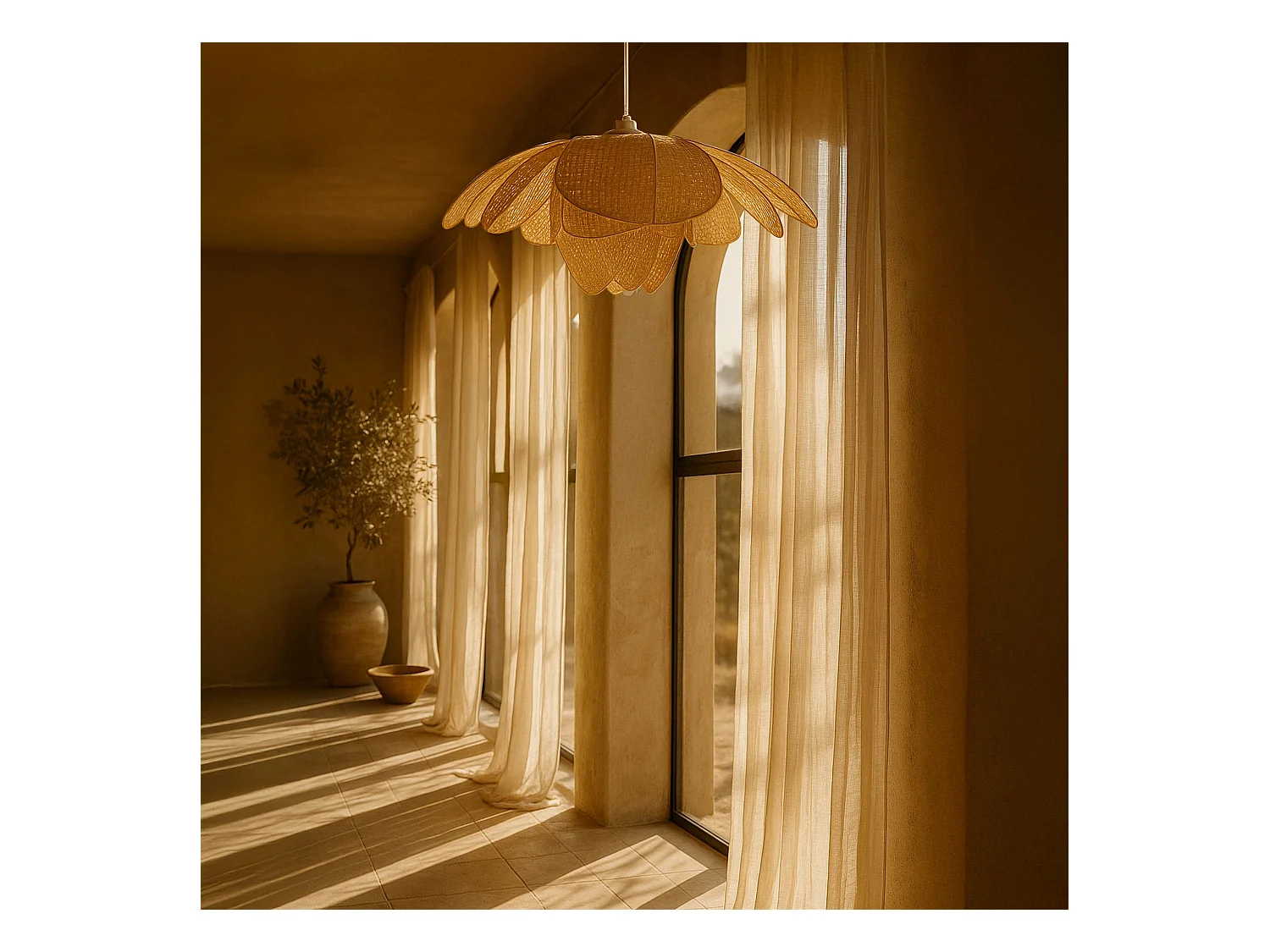 Now's Home - Suspension En Bambou Naturel 67x67x24cm Peonia