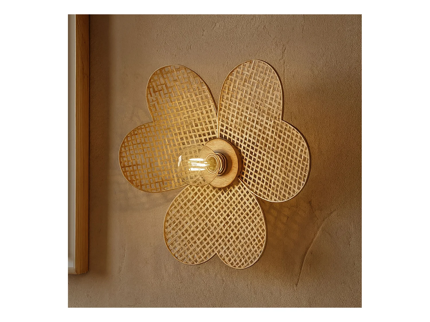 Now's Home - Applique Murale En Bambou Naturel 45x45cm Petali