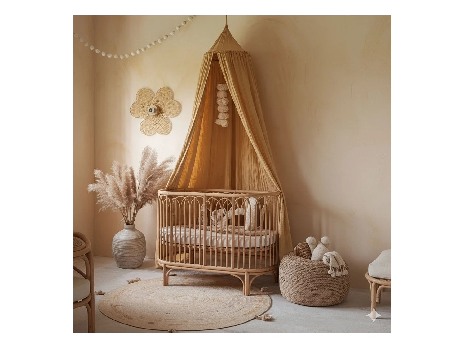 Now's Home - Applique Murale En Bambou Naturel 45x45cm Petali