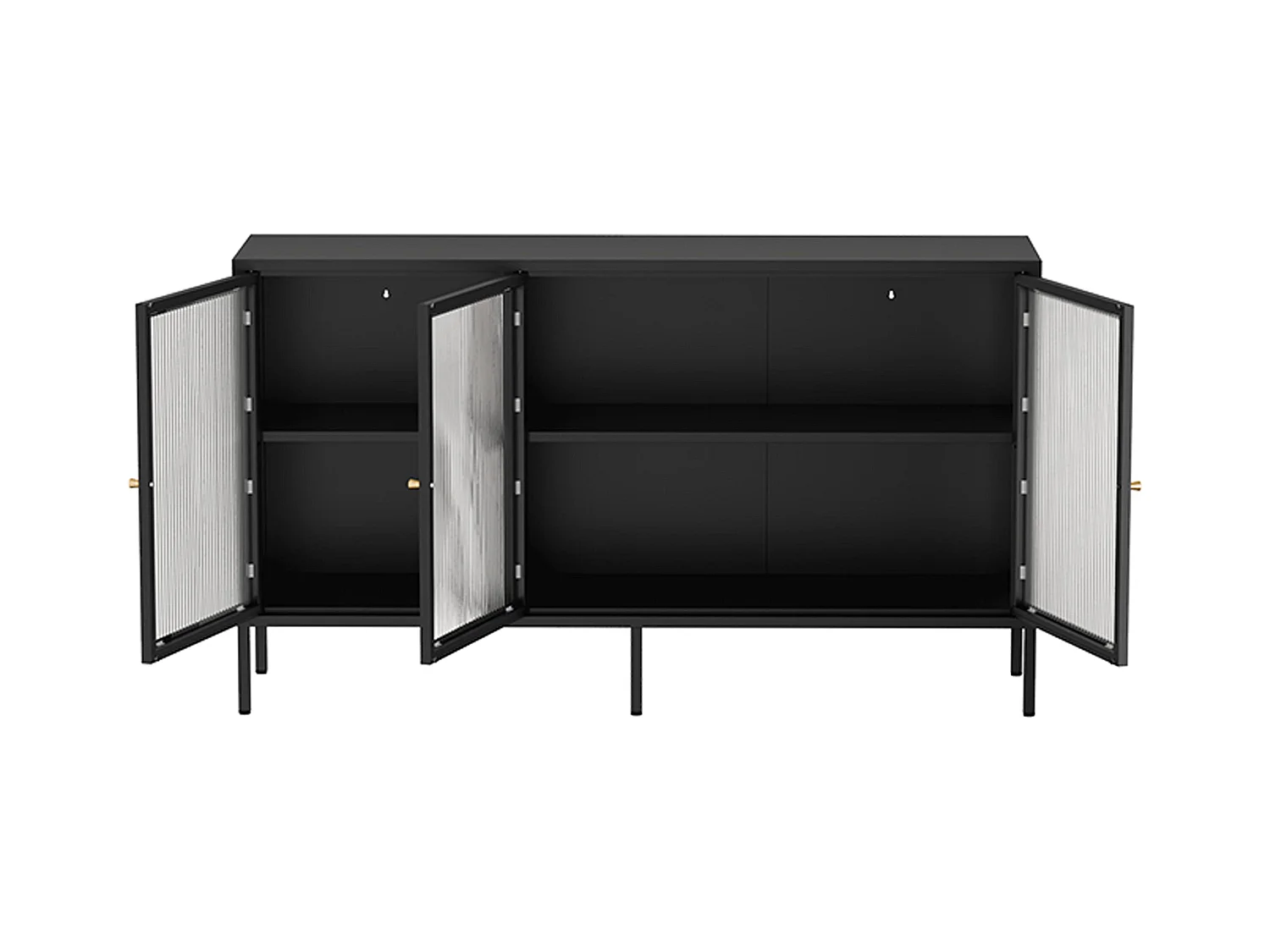 Buffet moderne 3 portes L140 cm en métal noir