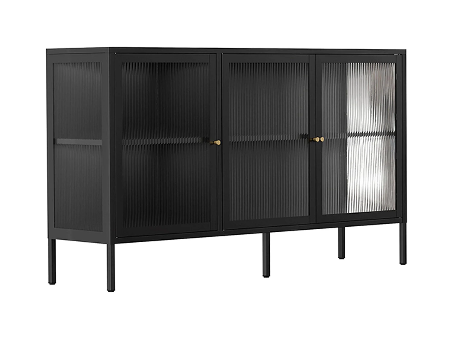 Buffet moderne 3 portes L140 cm en métal noir