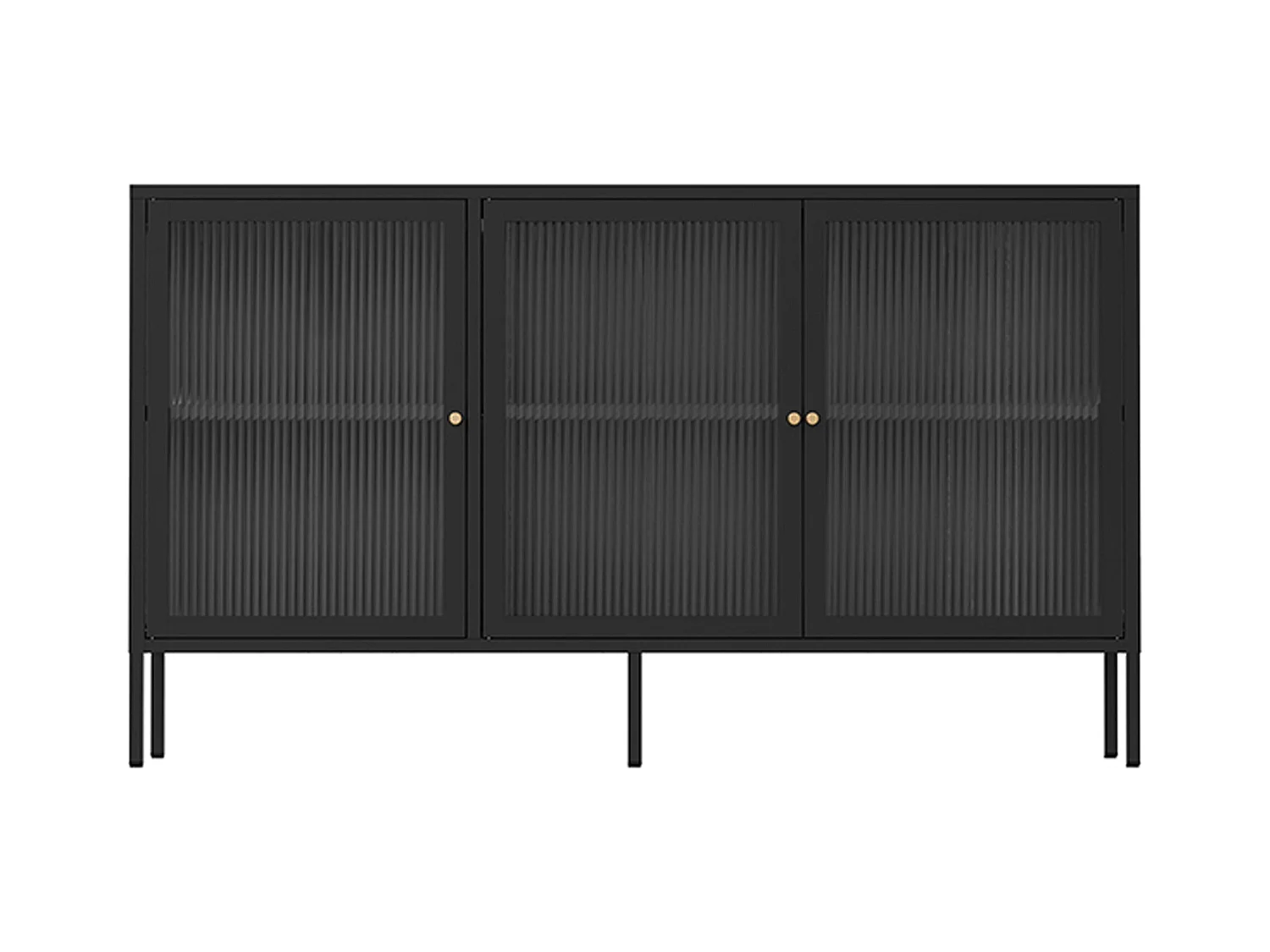 Moderne buffetkast met 3 deuren, L 140 cm, zwart metaal