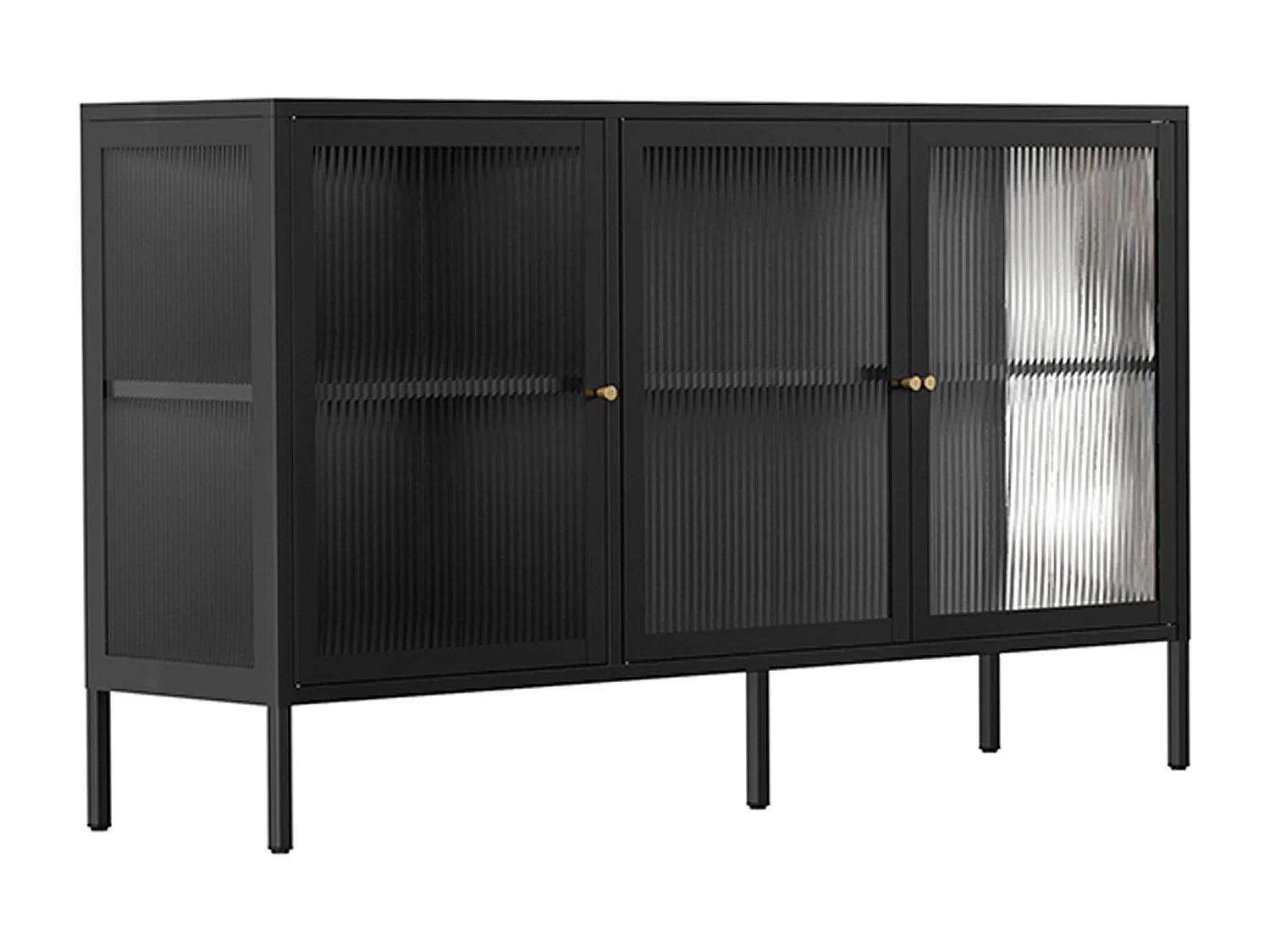 Buffet moderne 3 portes L140 cm en métal noir