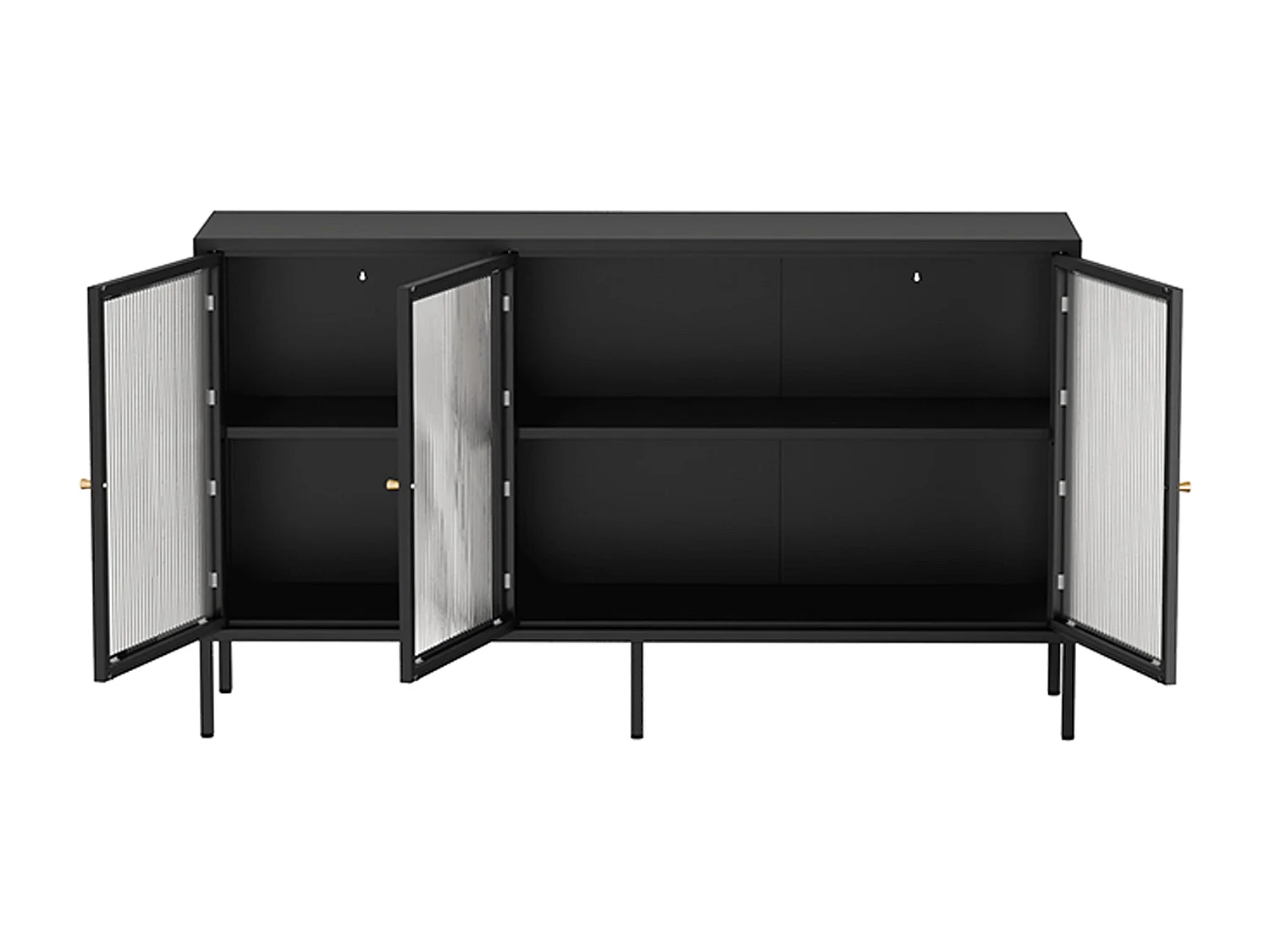 Buffet moderne 3 portes L140 cm en métal noir