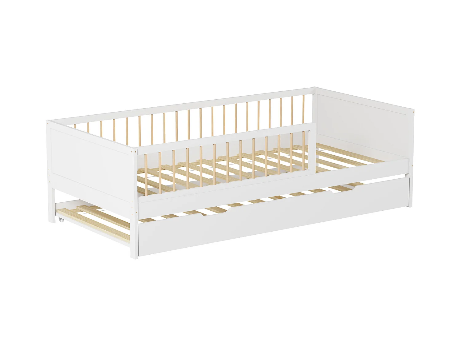 Lit gigogne pour enfant 190x90cm blanc ADAM - HAPPY GARDEN