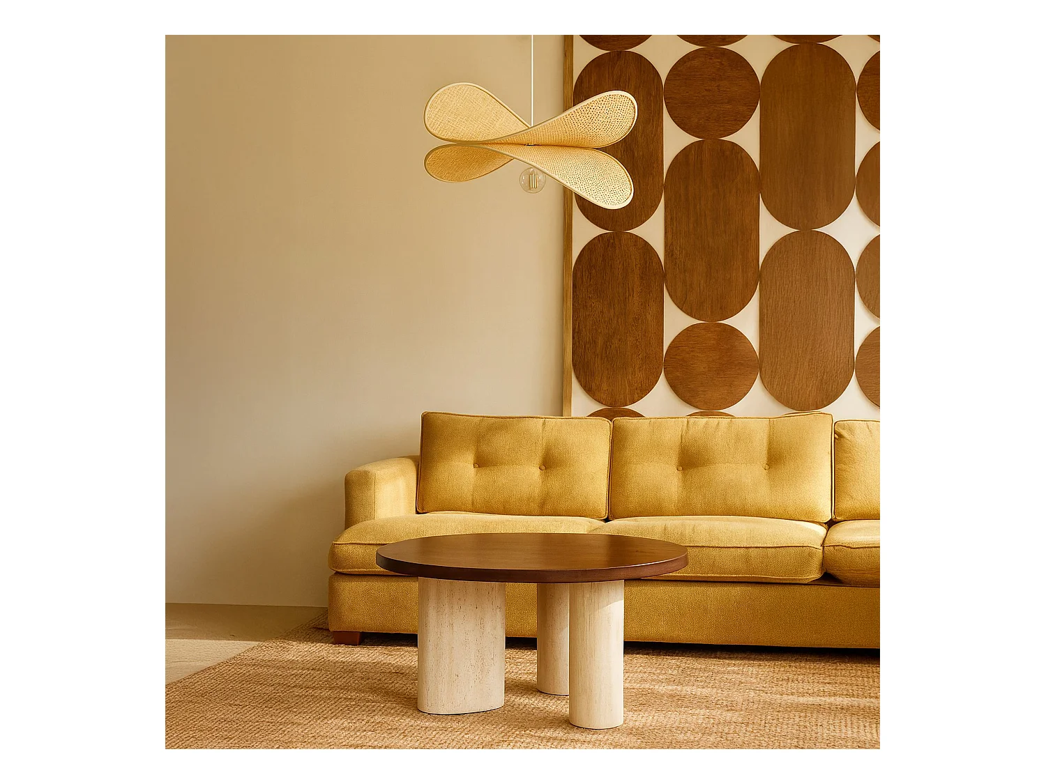 Now's Home - Suspension En Bambou Naturel 80x70x30cm Luciole