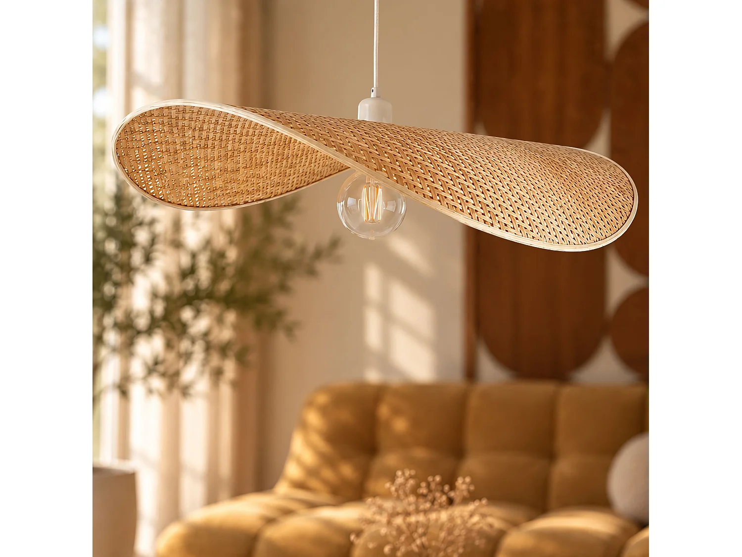 Now's Home - Suspension En Bambou Naturel 80x70x30cm Solea