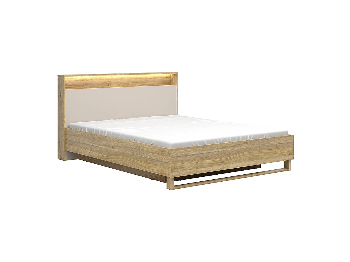 Donna Cashmere og træ 160x200 boxseng med LED-bund og USB-stik
