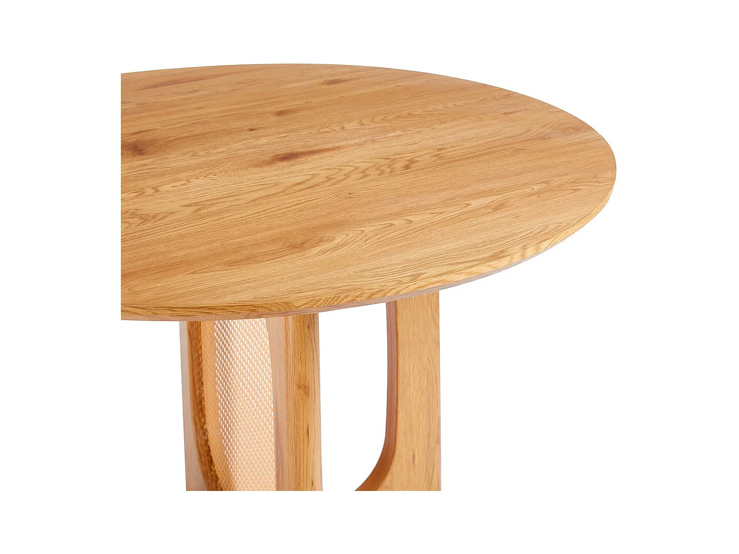 Table ronde avec cannage D120cm Bohemia Chêne clair et Rotin