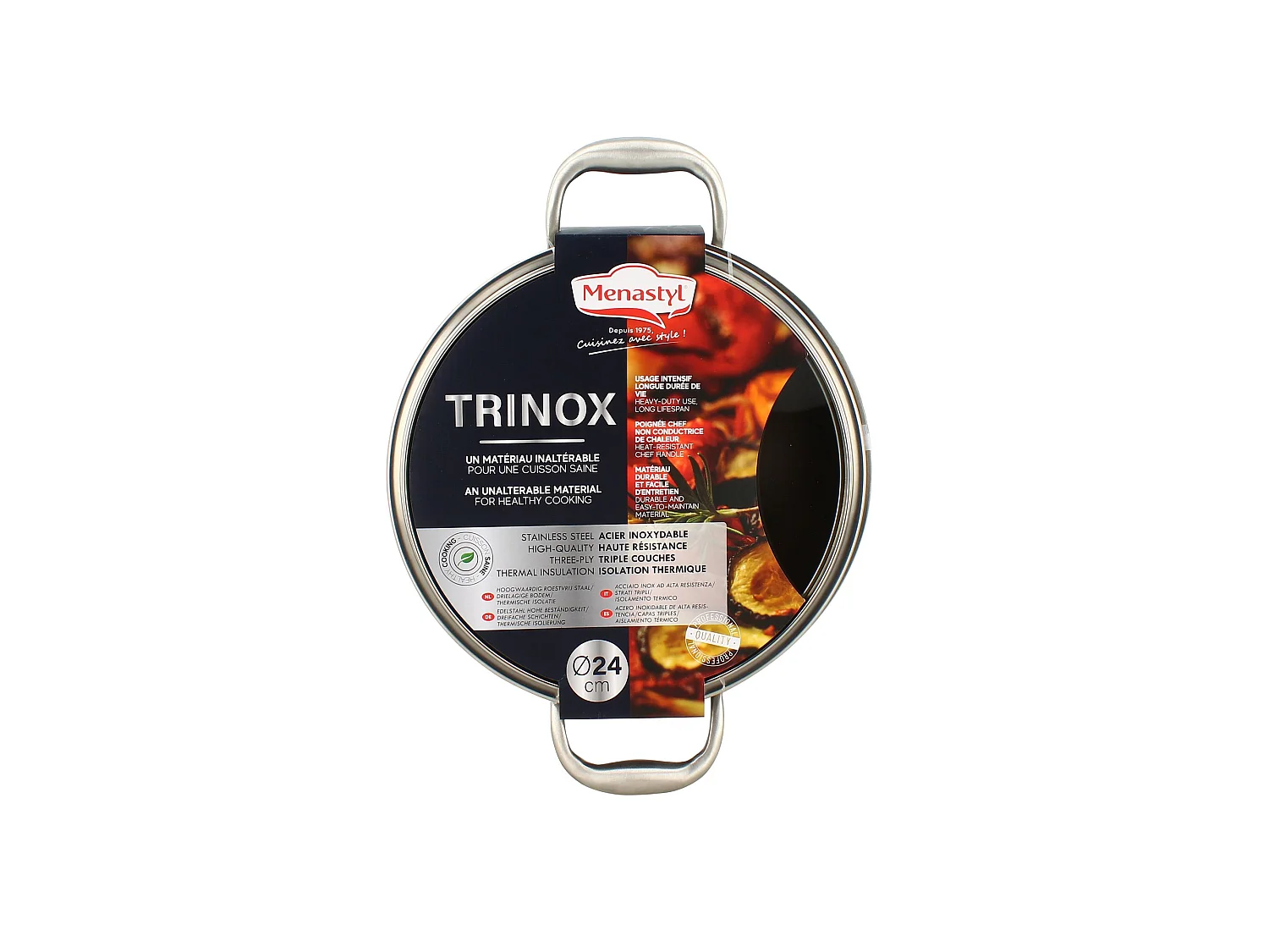 Menastyl - Faitout Trinox 24cm En Acier Inoxydable Avec Couvercle