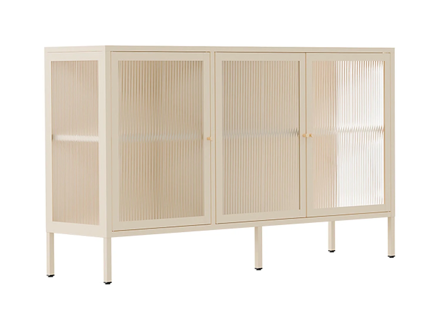 Buffet moderne 3 portes L140 cm en métal écru