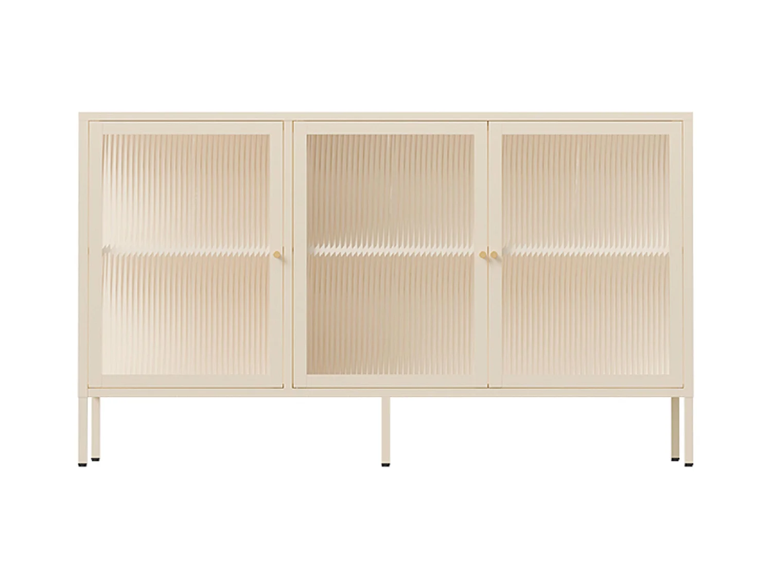 Buffet moderne 3 portes L140 cm en métal écru