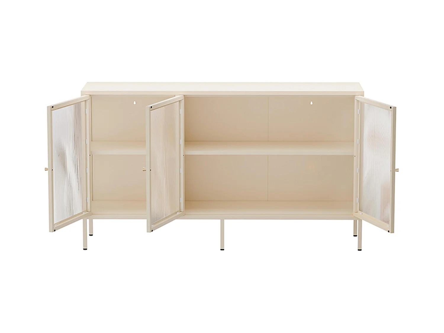 Buffet moderne 3 portes L140 cm en métal écru