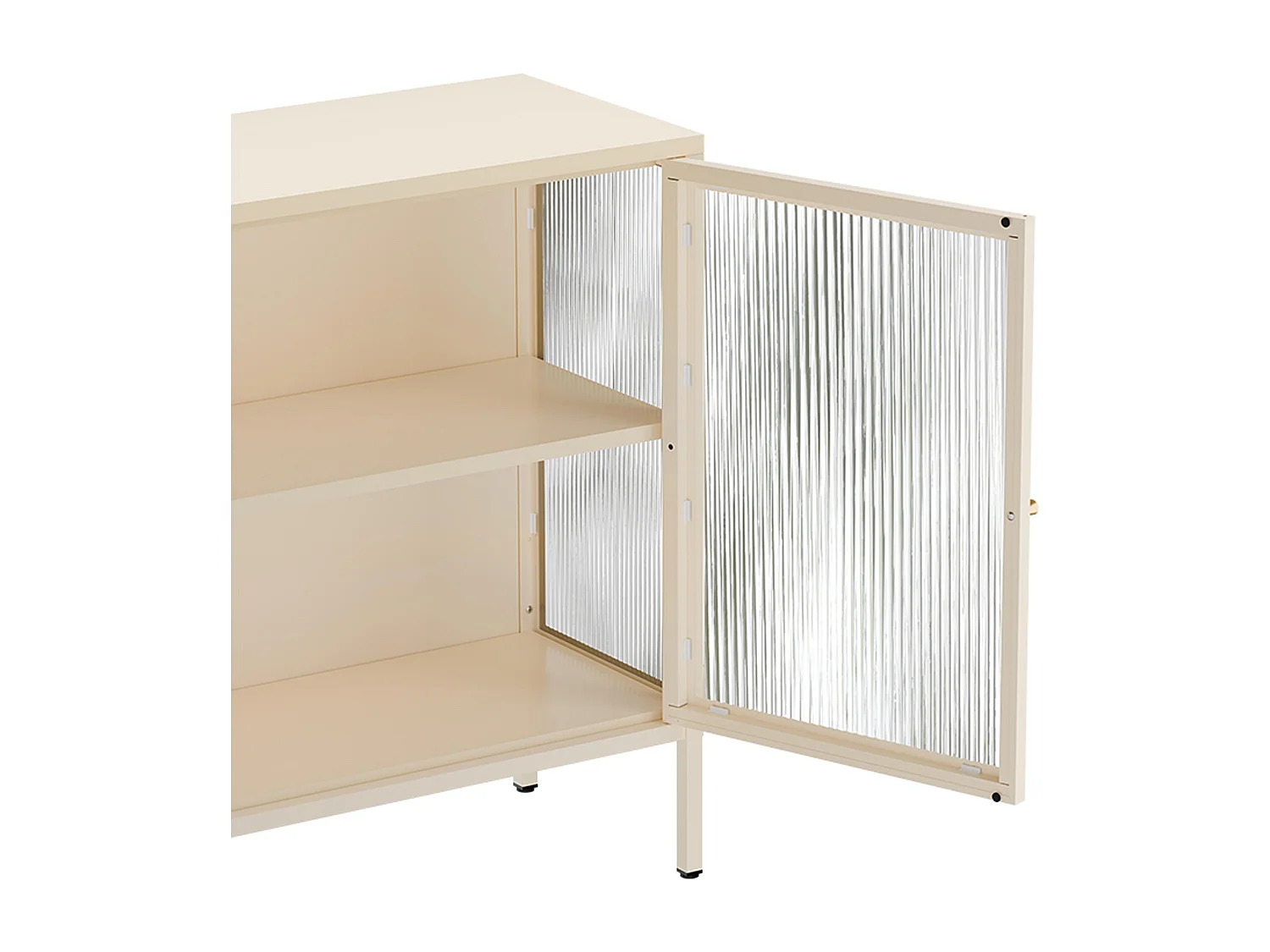 Buffet moderne 3 portes L140 cm en métal écru