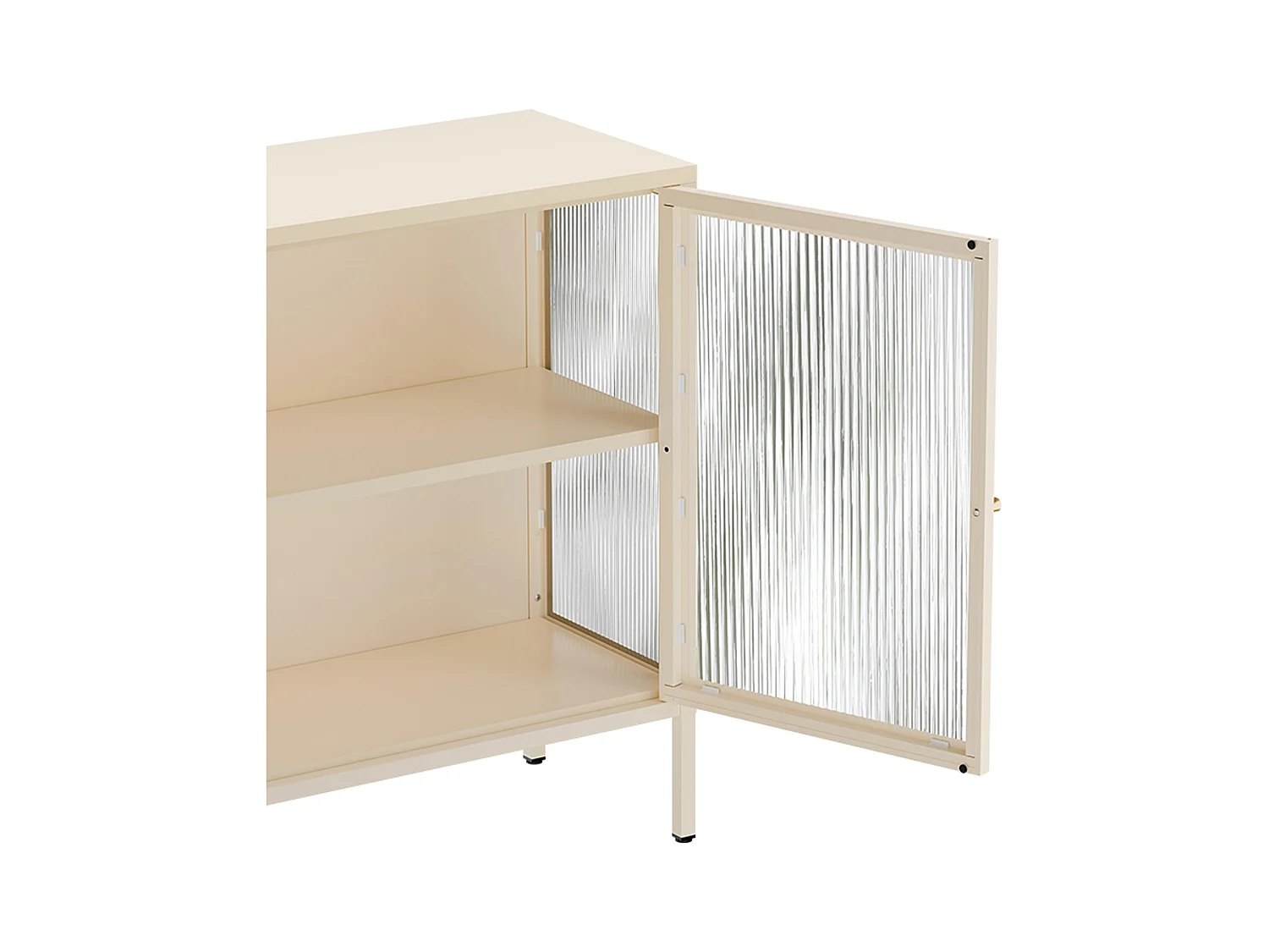 Moderne buffetkast met 3 deuren, L 140 cm, ecru metaal