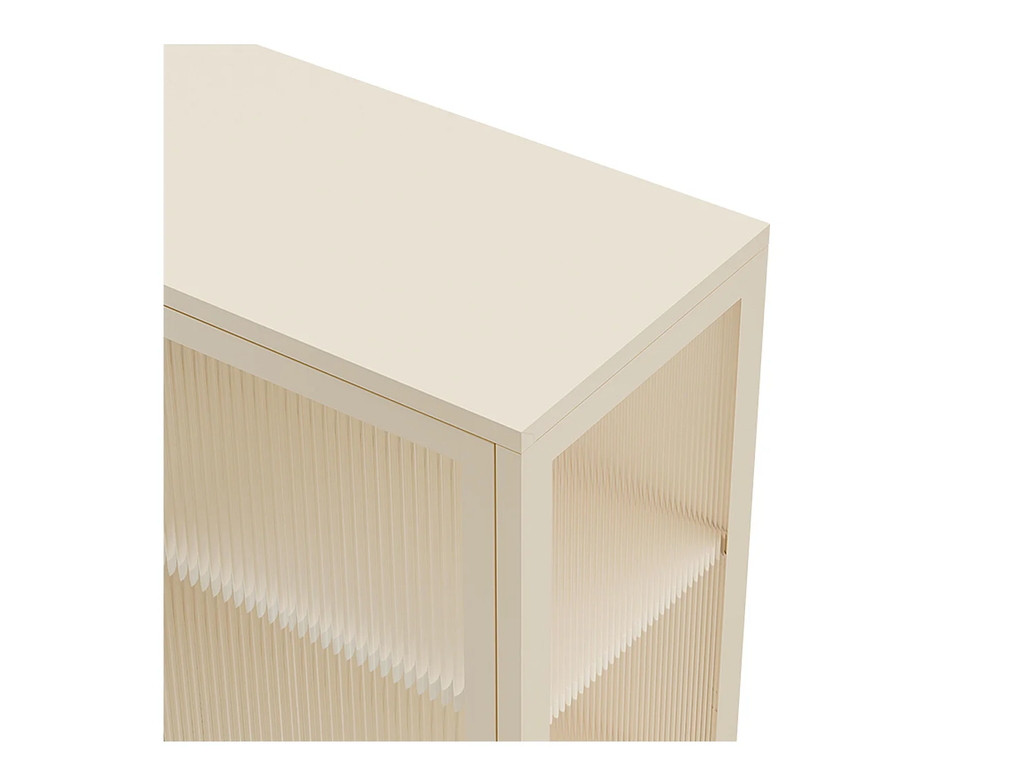 Moderne buffetkast met 3 deuren, L 140 cm, ecru metaal