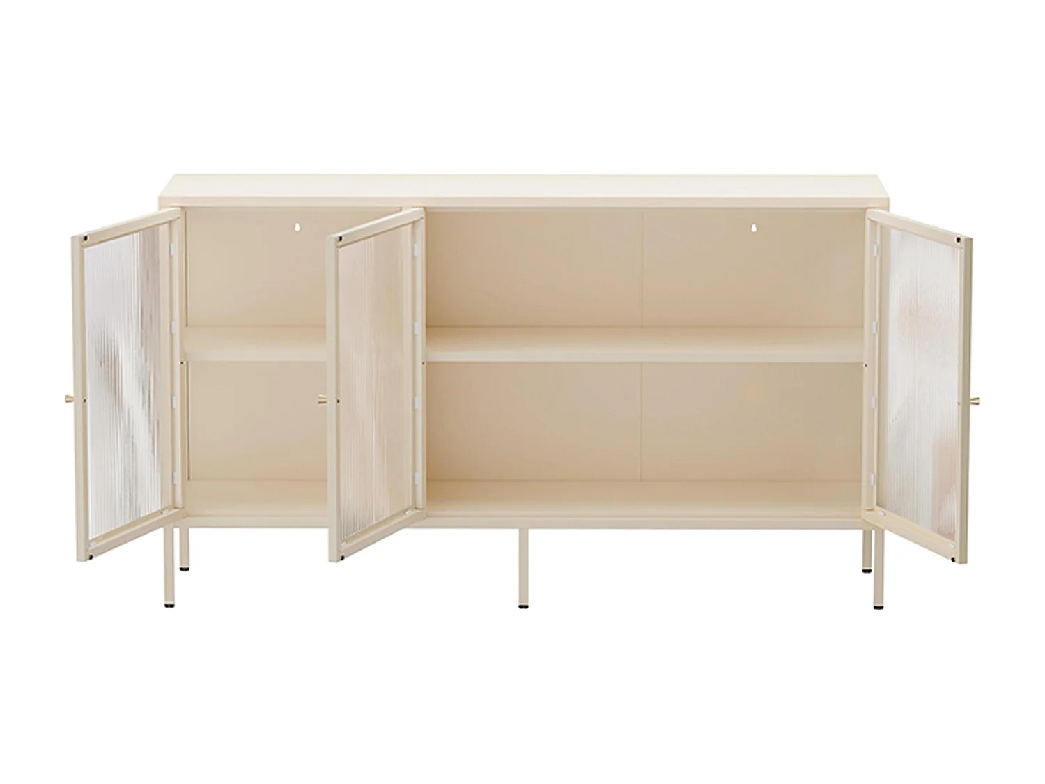 Buffet moderne 3 portes L140 cm en métal écru