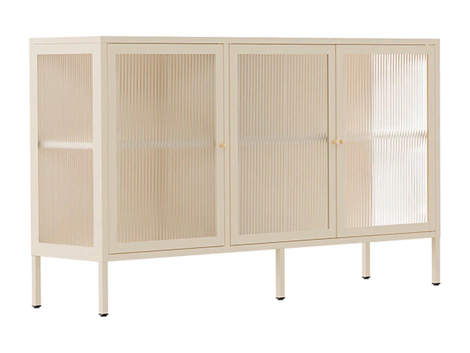 Moderne buffetkast met 3 deuren, L 140 cm, ecru metaal