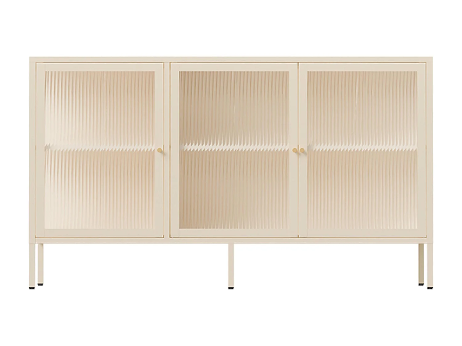 Moderne buffetkast met 3 deuren, L 140 cm, ecru metaal