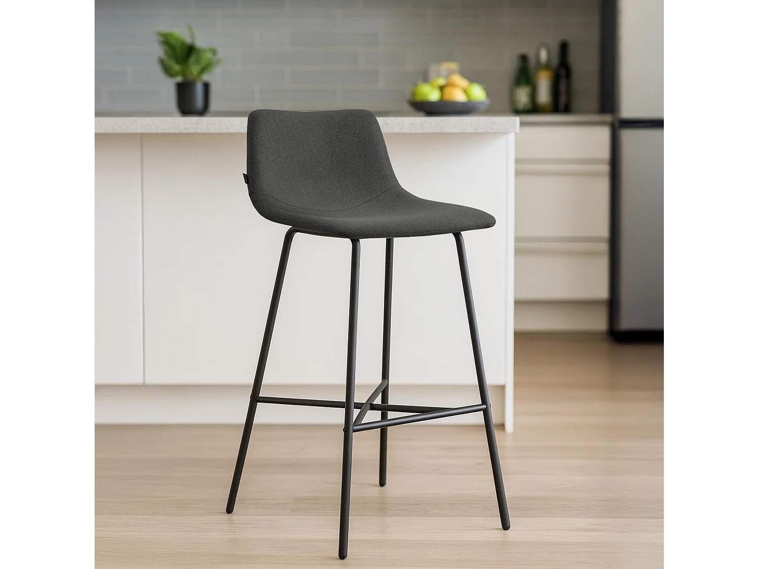 Tabouret de bar - Tissu - Gris foncé - Altona