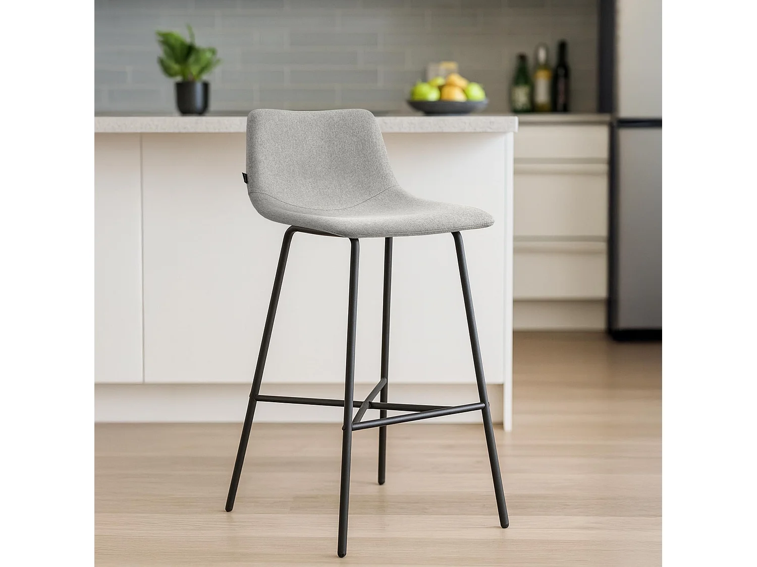 Tabouret de bar - Tissu - Gris - Altona