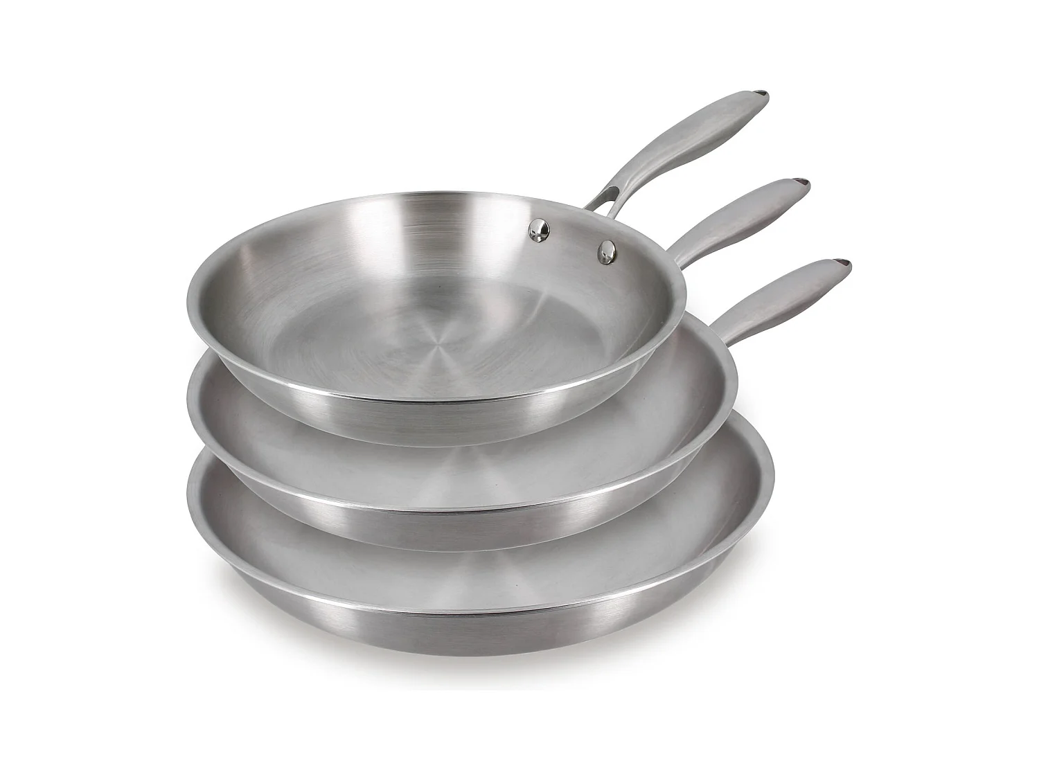 Menastyl - Lot De 3 Poeles Trinox 24/28/30cm En Acier Inoxydable