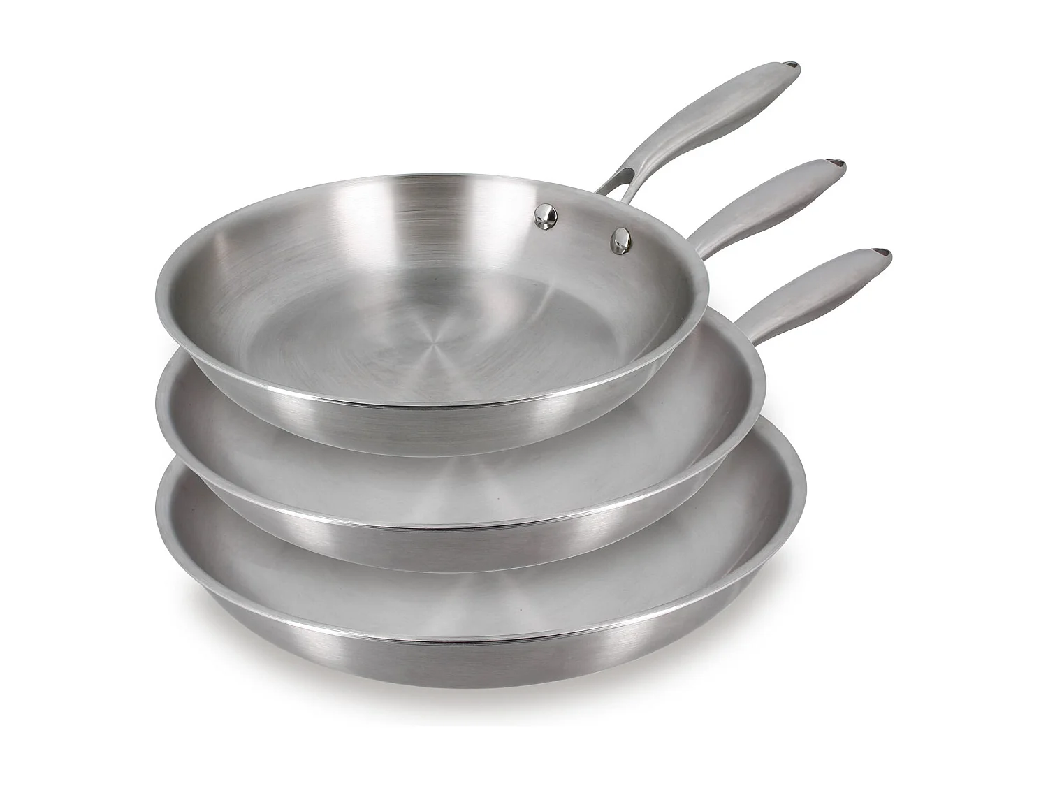 Menastyl - Lot De 3 Poeles Trinox 24/28/30cm En Acier Inoxydable