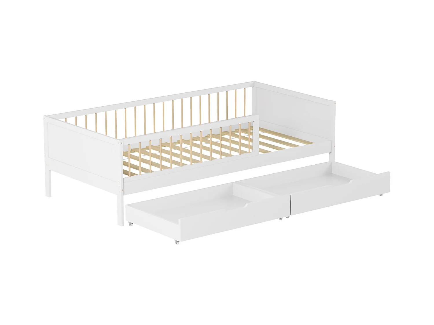 Lit pour enfant 190x90cm blanc avec tiroirs ADAM - HAPPY GARDEN