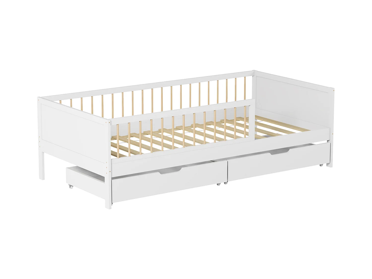 Lit pour enfant 190x90cm blanc avec tiroirs ADAM - HAPPY GARDEN