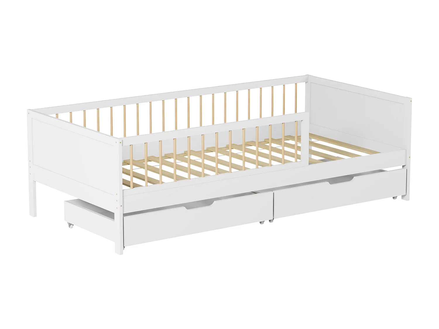 Lit pour enfant 190x90cm blanc avec tiroirs ADAM - HAPPY GARDEN