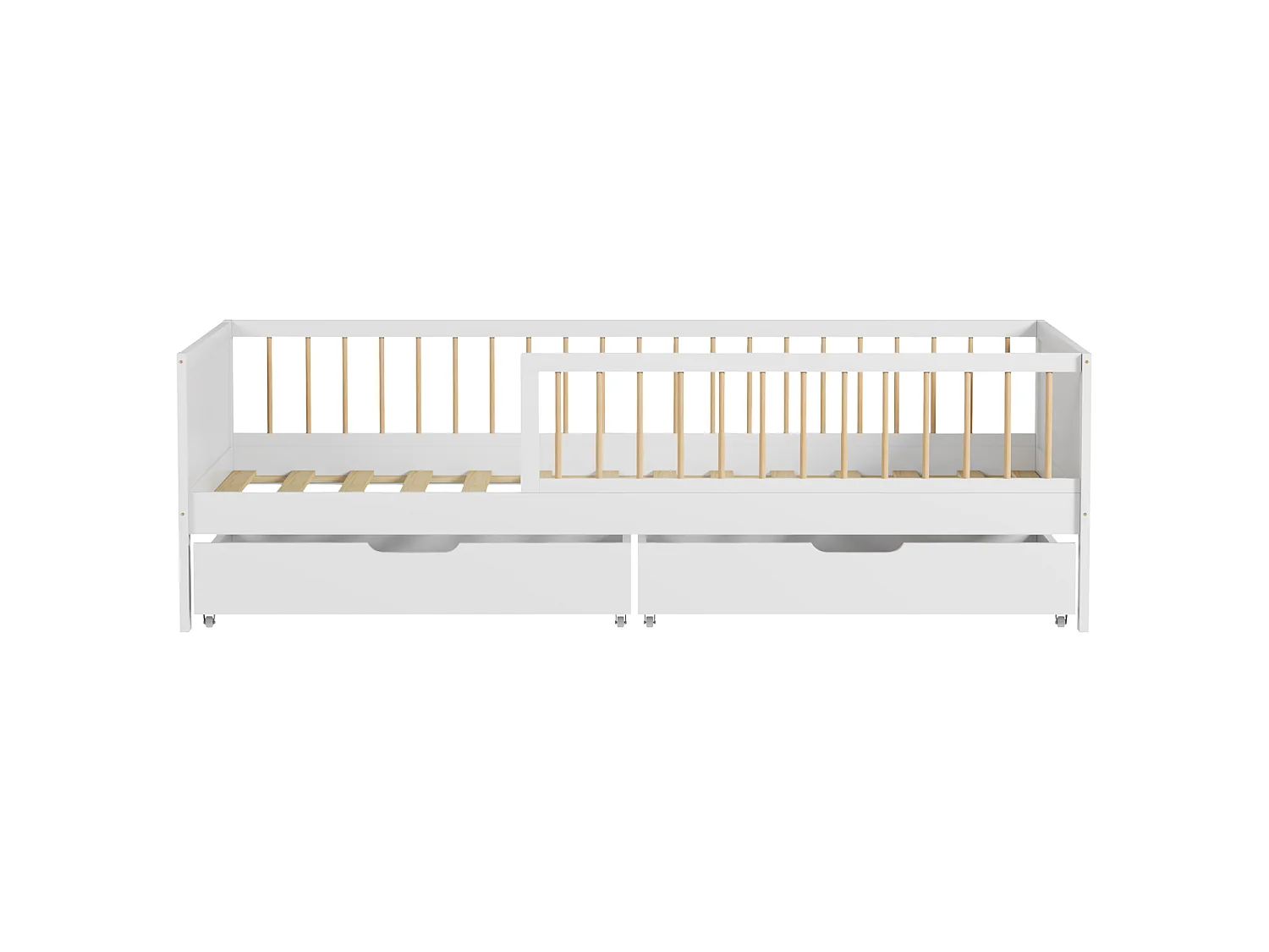 Lit pour enfant 190x90cm blanc avec tiroirs ADAM - HAPPY GARDEN