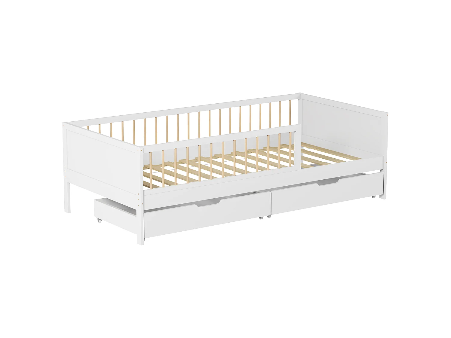 Lit pour enfant 190x90cm blanc avec tiroirs ADAM - HAPPY GARDEN