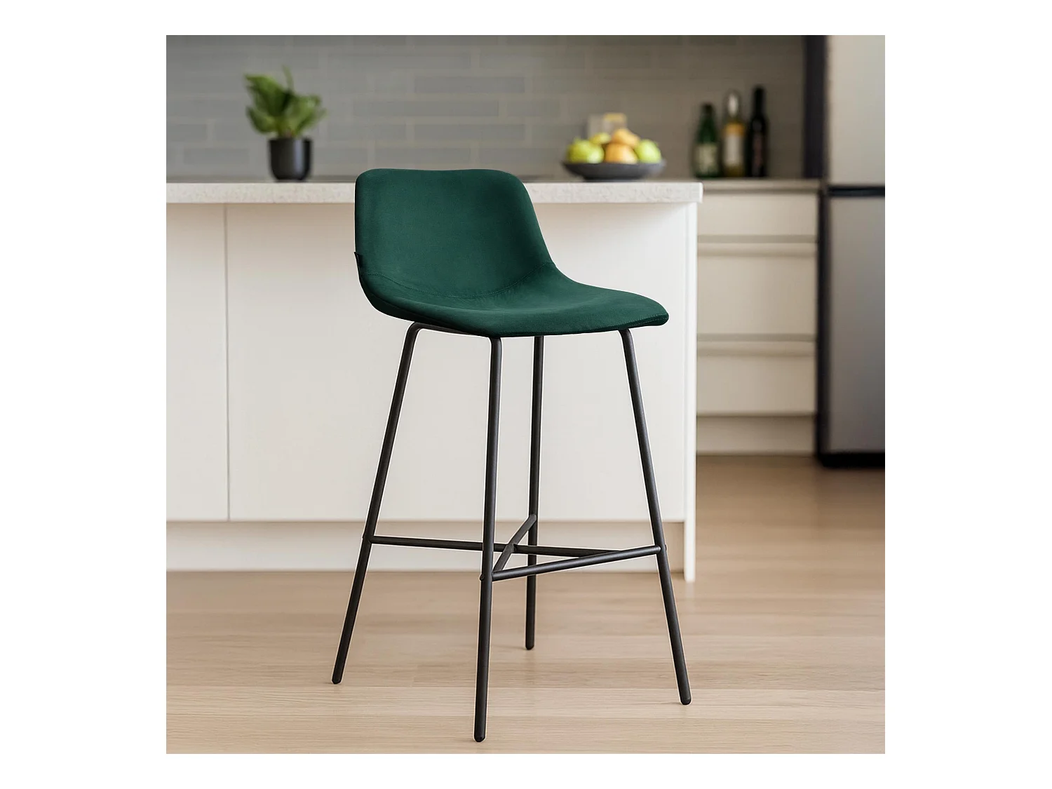 Tabouret de bar - Velours - Vert - Altona