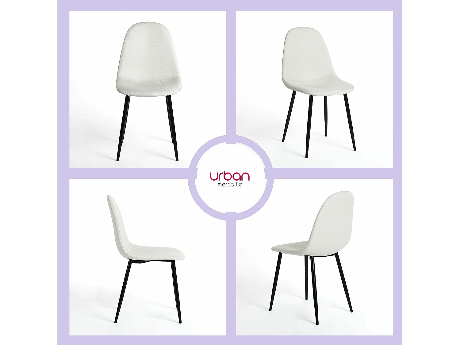 URBAN MEUBLE Ensemble table à manger bois foncé et 4 chaises beige