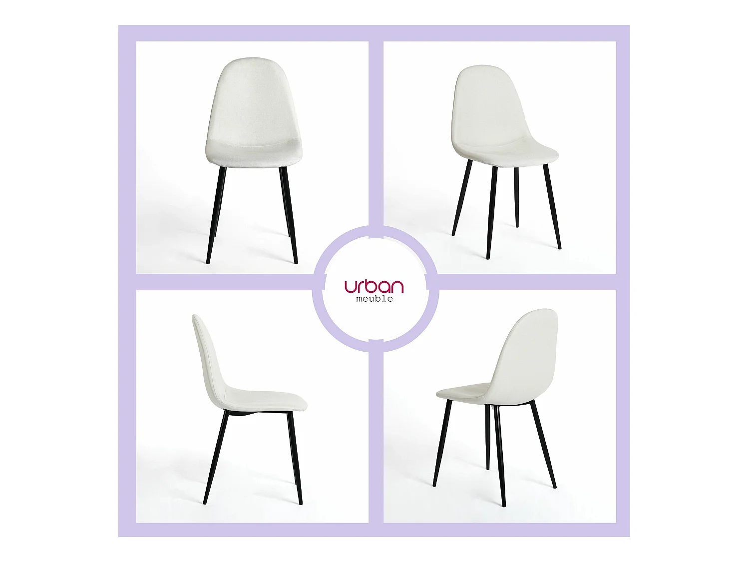 URBAN MEUBLE Ensemble table à manger bois foncé et 4 chaises beige