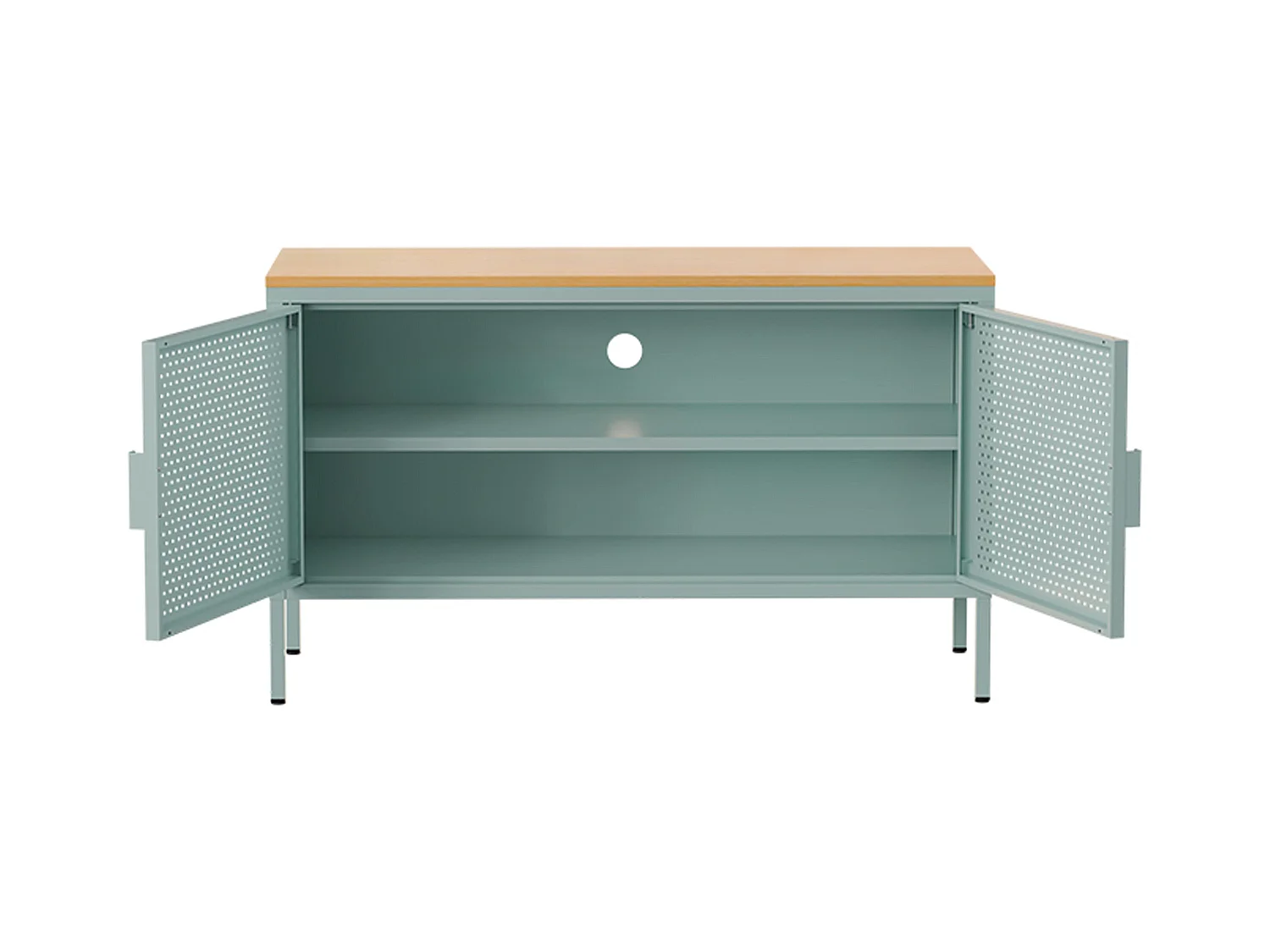 Buffet moderne 2 portes L100 cm en métal vert sauge